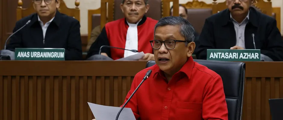 Hasto Bawa Nama Anas Urbaningrum dan Antasari Azhar di Persidangan