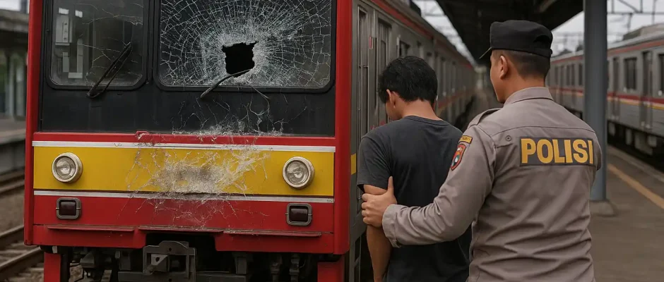 Pelempar Batu KRL Bogor Ditangkap, Kereta Rusak Parah
