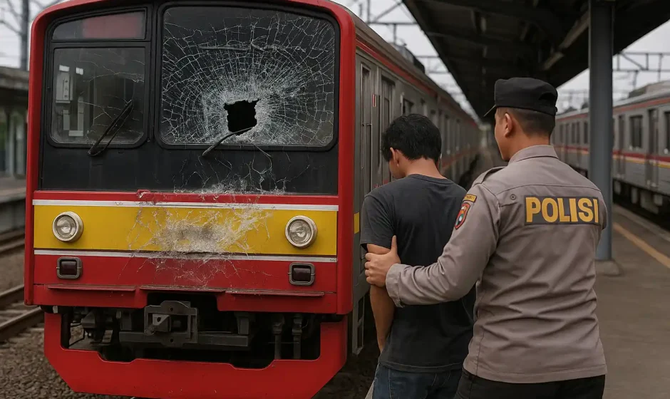 Pelempar Batu KRL Bogor Ditangkap, Kereta Rusak Parah