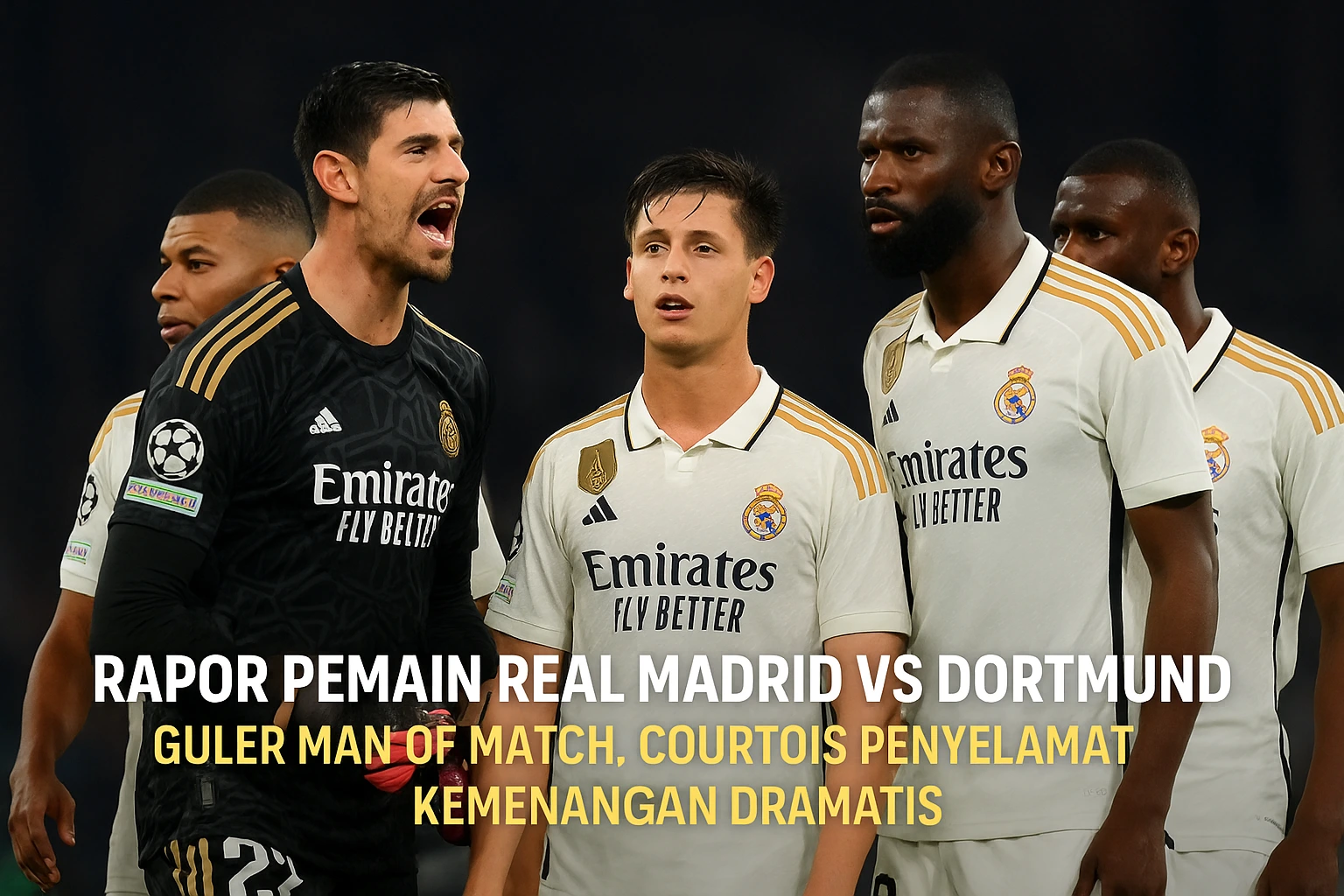 Rapor Pemain Real Madrid vs Dortmund, Guler Man of the Match, Courtois Penyelamat Kemenangan Dramatis