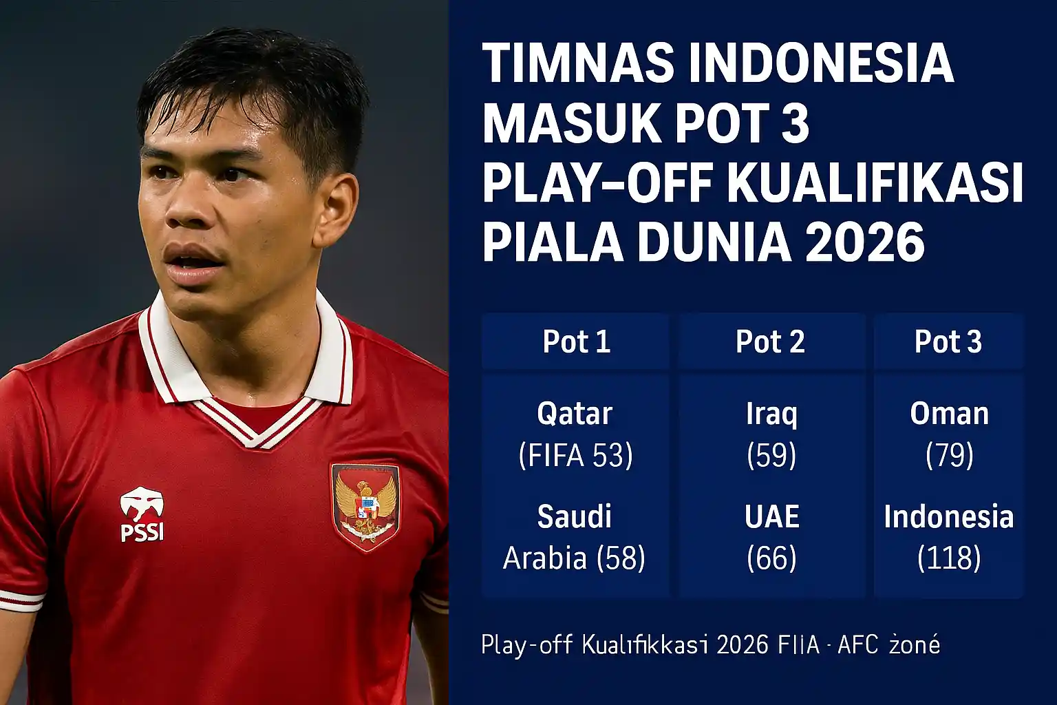 Timnas Indonesia Masuk Pot 3 Play-off Kualifikasi Piala Dunia 2026