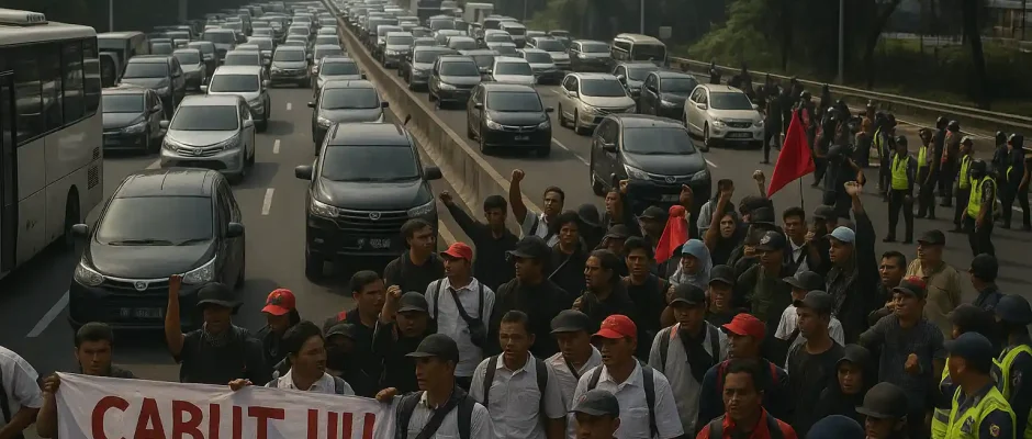 Demo masuk tol Dalkot picu kemacetan parah di Jakarta