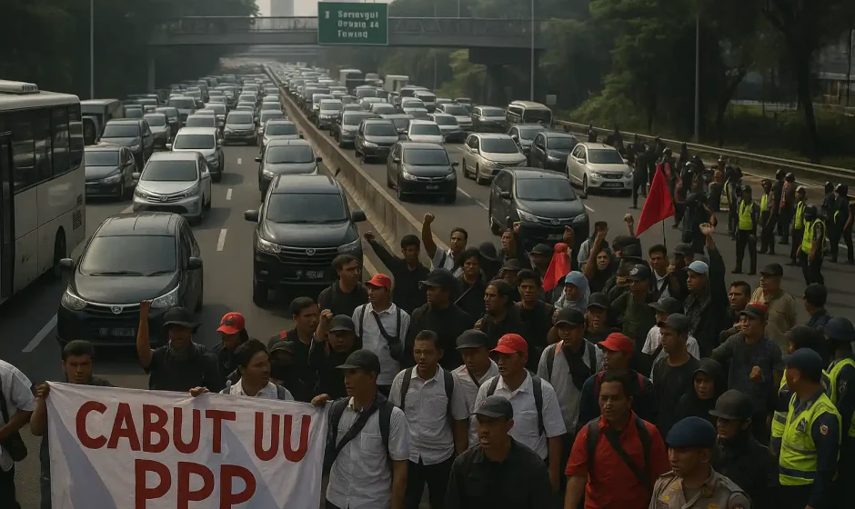 Demo masuk tol Dalkot picu kemacetan parah di Jakarta