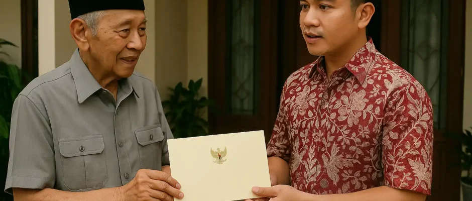 Gibran Antar Undangan HUT ke Try Sutrisno