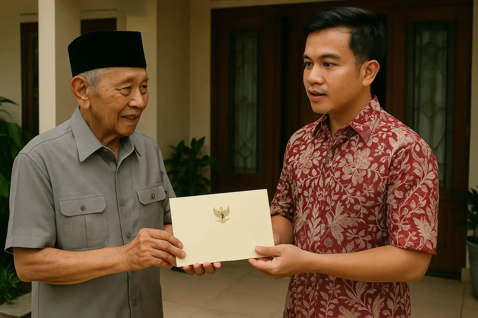 Gibran Antar Undangan HUT ke Try Sutrisno