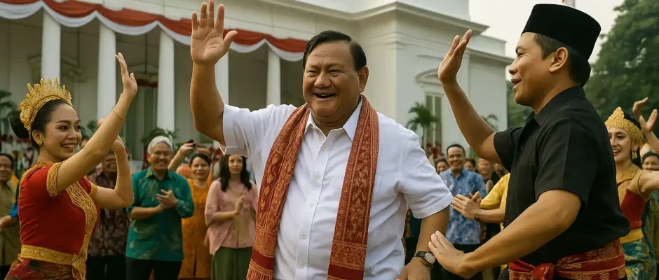 Prabowo Ikut Joget Tabola Bale di Istana Merdeka