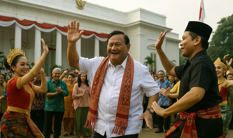 Prabowo Ikut Joget Tabola Bale di Istana Merdeka