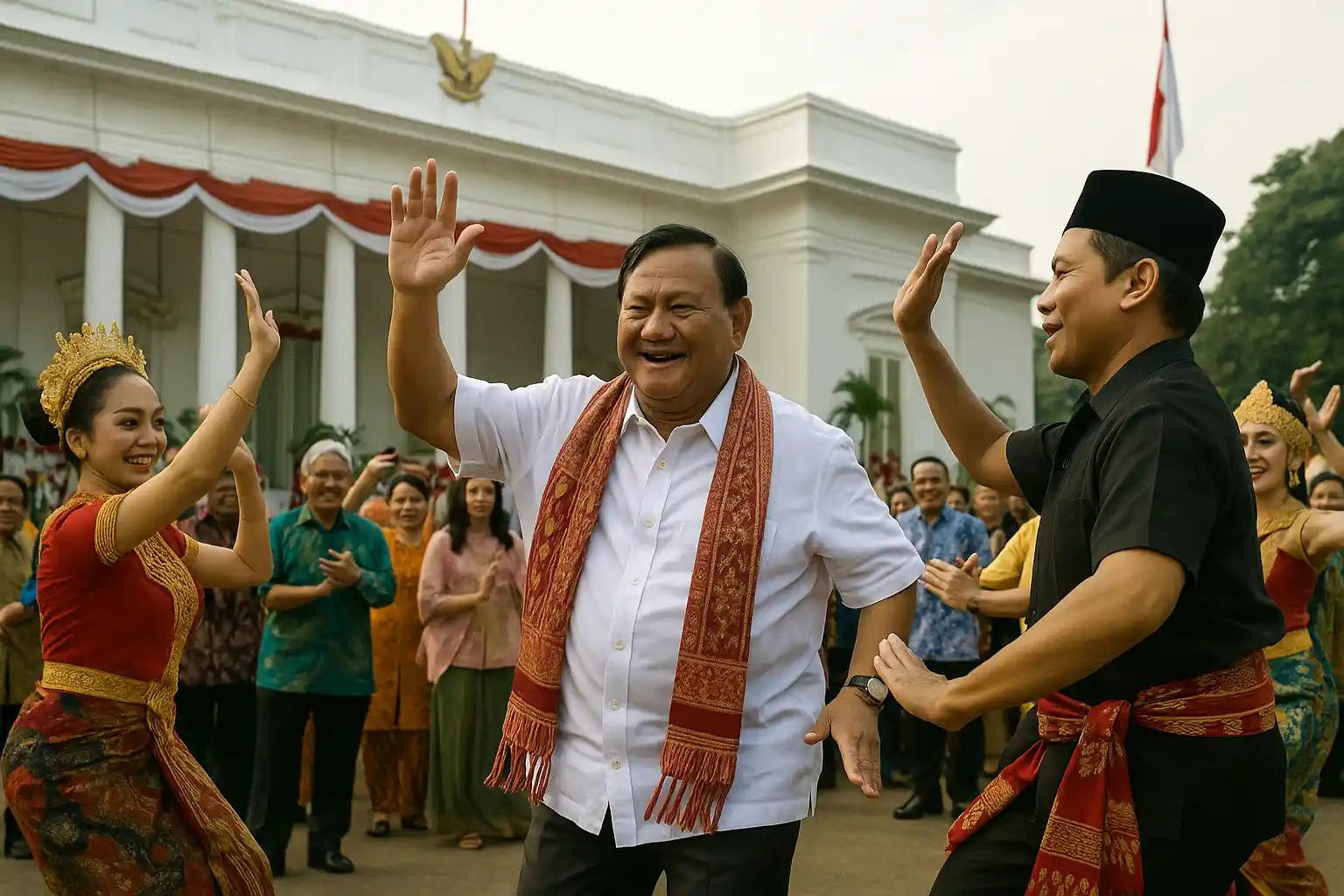 Prabowo Ikut Joget Tabola Bale di Istana Merdeka
