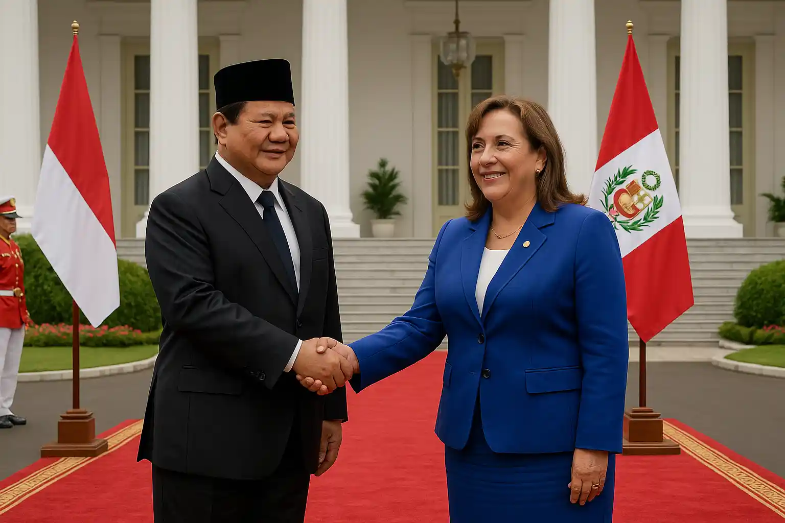 Prabowo Sambut Presiden Peru di Istana Merdeka