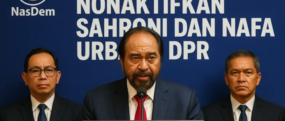 Surya Paloh Nonaktifkan DPR Sahroni dan Nafa Urbach