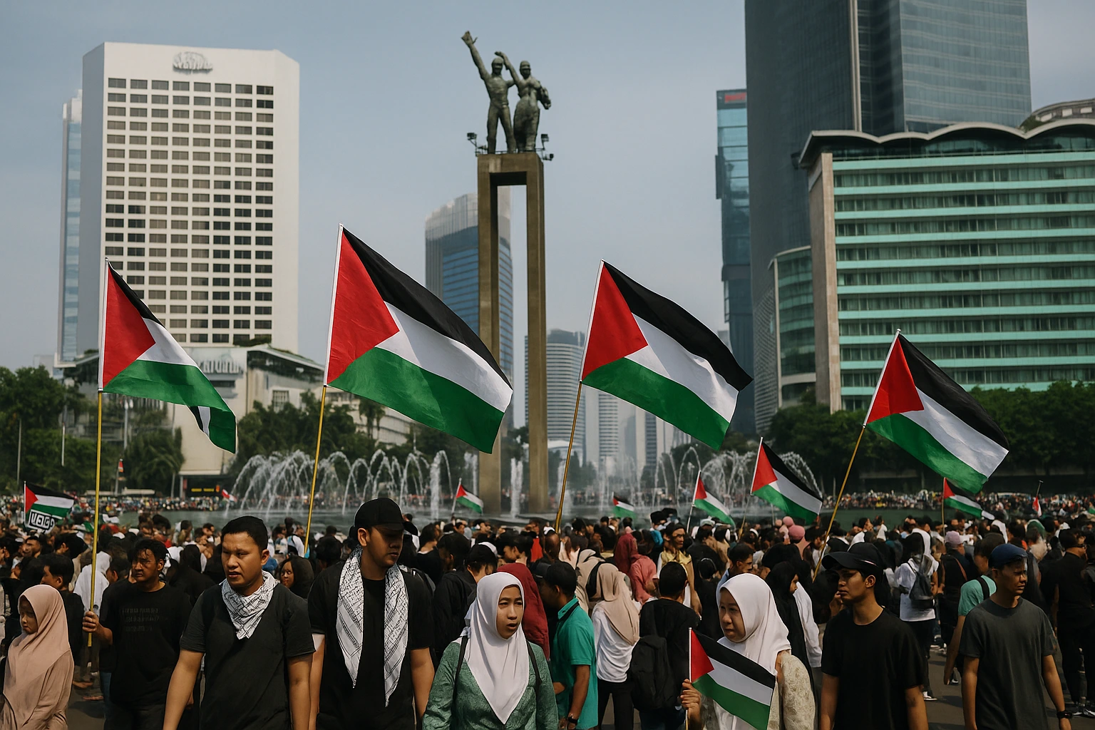Aksi Bela Palestina di CFD Bundaran HI Jakarta
