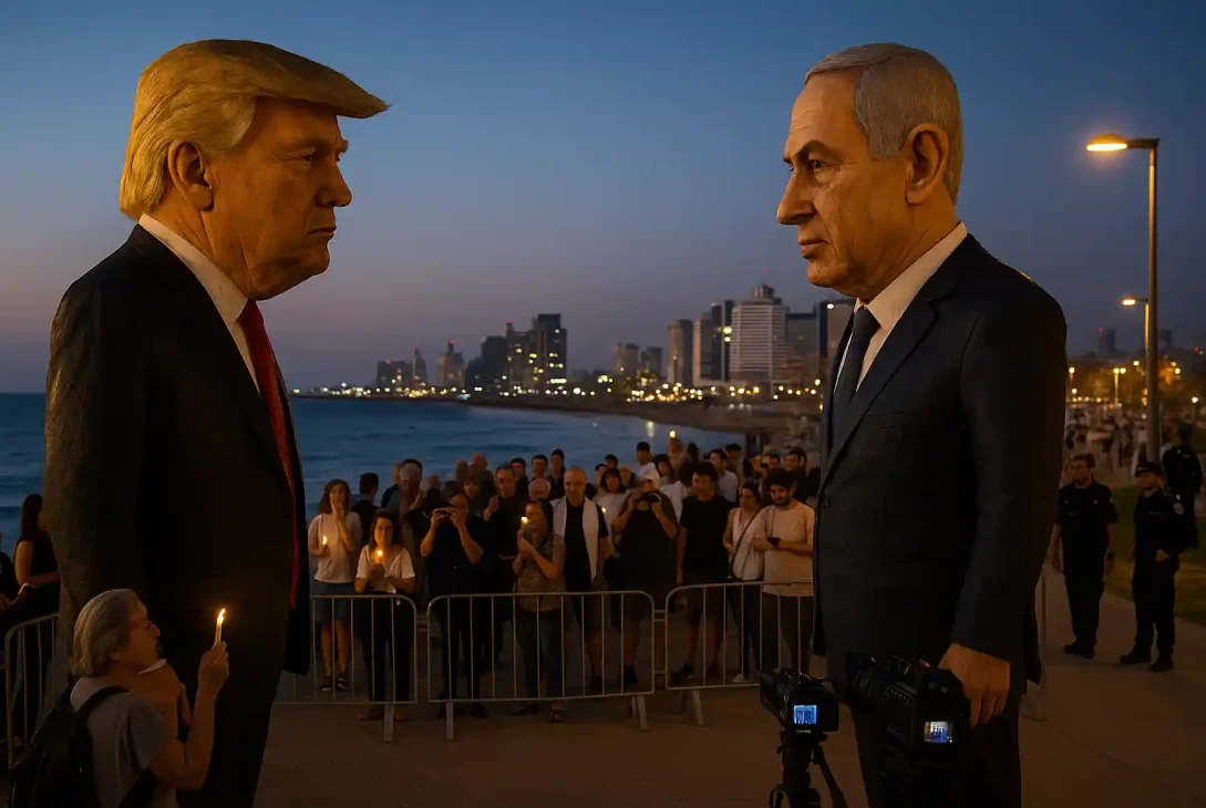 Instalasi Seni Tel Aviv Sindir Trump Netanyahu