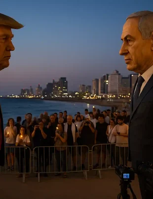 Instalasi Seni Tel Aviv Sindir Trump Netanyahu