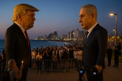 Instalasi Seni Tel Aviv Sindir Trump Netanyahu