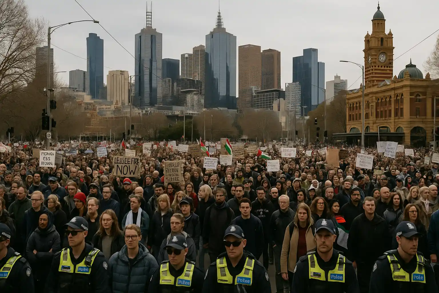 Ribuan Turun, protes massal Melbourne memanas