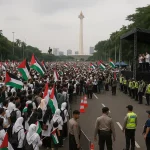 Aksi Bela Palestina di Patung Kuda Jakarta Kondusif