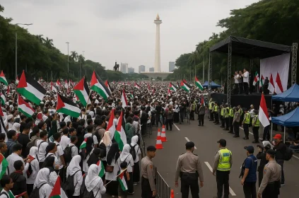 Aksi Bela Palestina di Patung Kuda Jakarta Kondusif