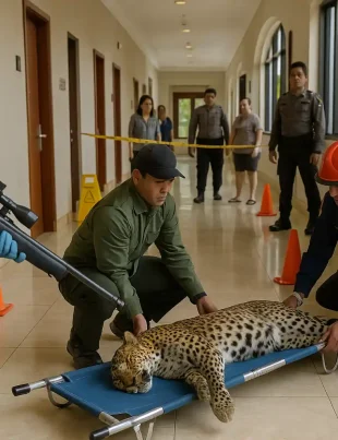 Macan Tutul Bandung Masuk Hotel Evakuasi Tuntas