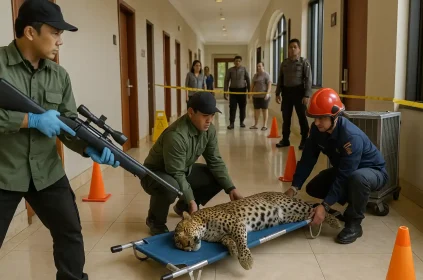 Macan Tutul Bandung Masuk Hotel Evakuasi Tuntas