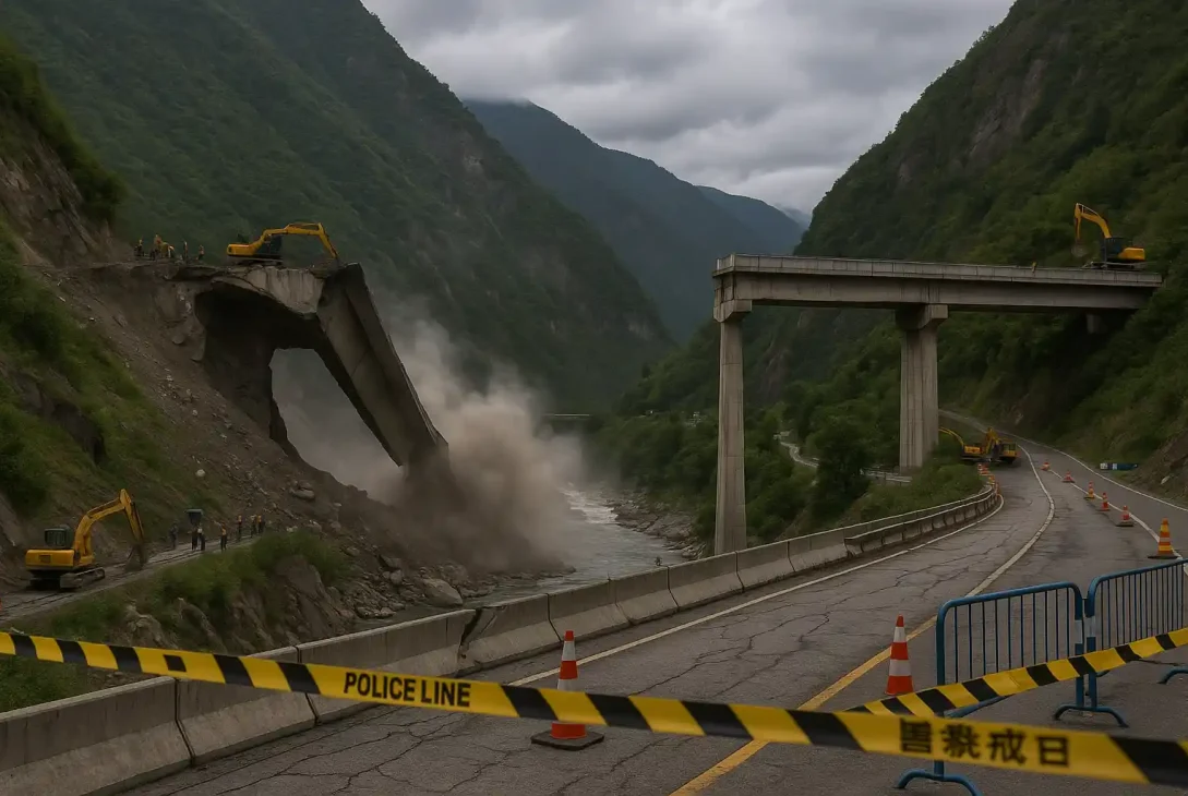 Ambruk Jembatan Hongqi di Sichuan China
