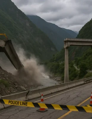 Ambruk Jembatan Hongqi di Sichuan China