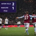 Aston Villa Menang Dramatis Lawan Manchester United