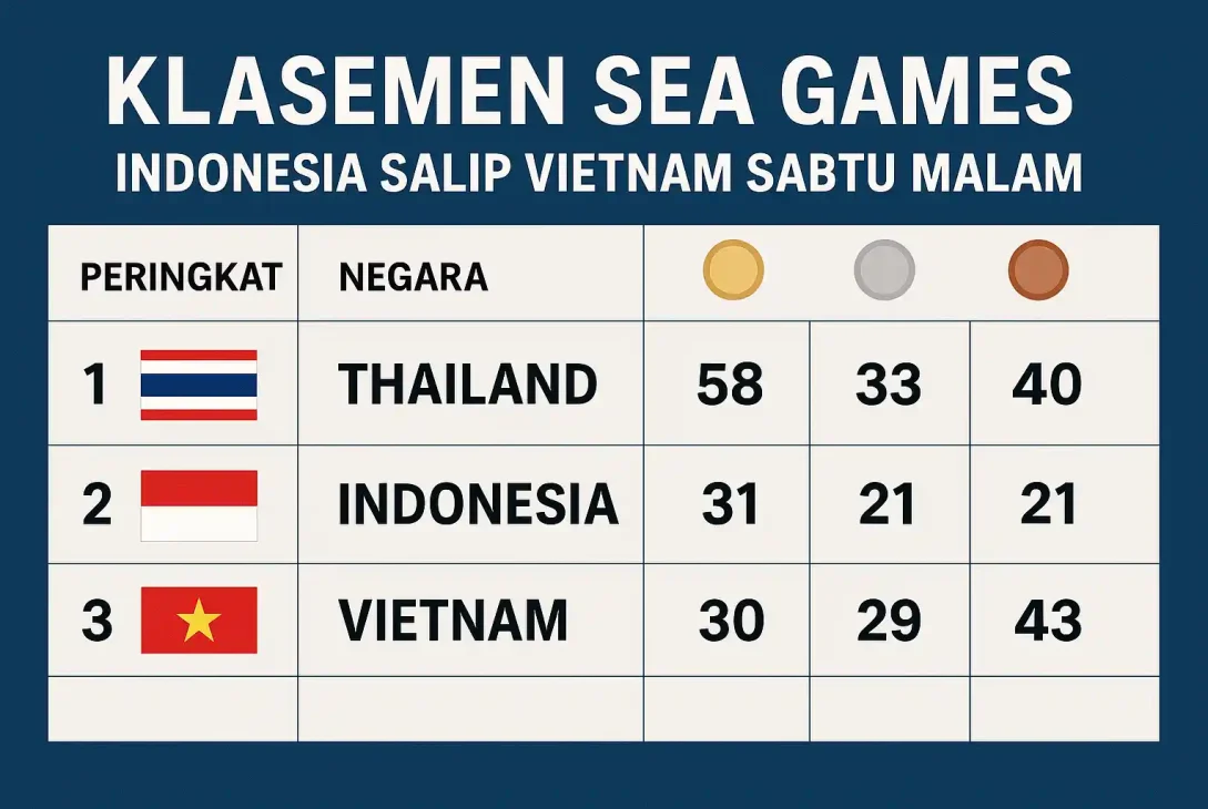 Klasemen SEA Games Indonesia Salip Vietnam Sabtu Malam